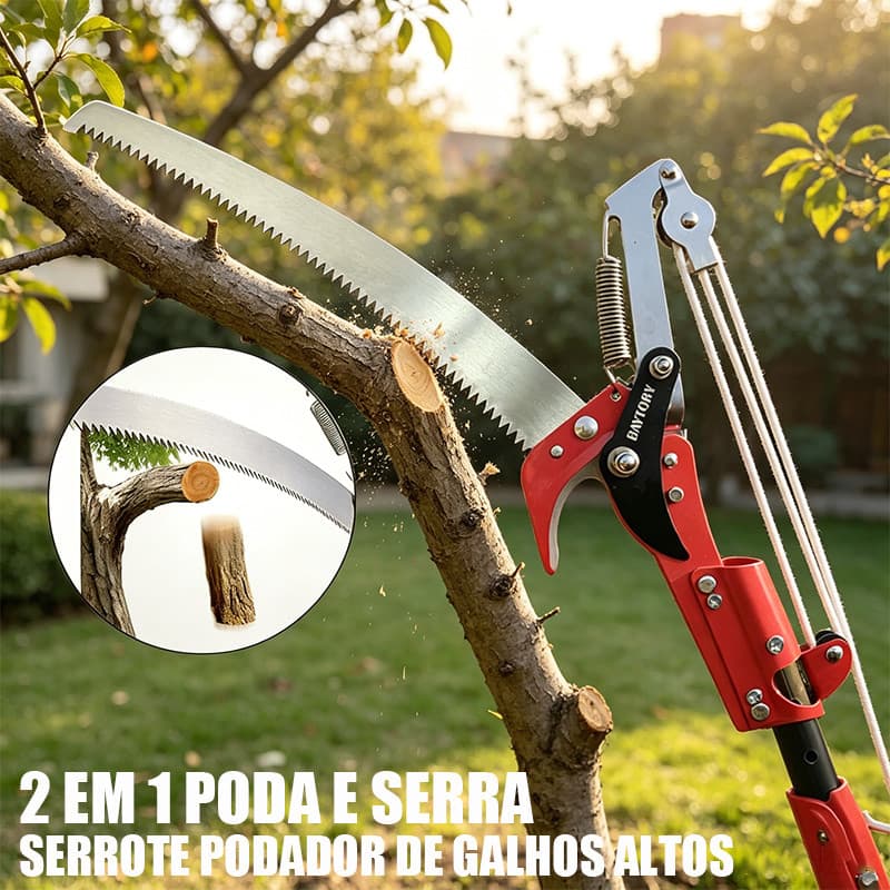 Serrote Podador 2 Em 1 Podador De Galhos Altos Tesoura Poda Ferramenta Para Árvores Jardinagem