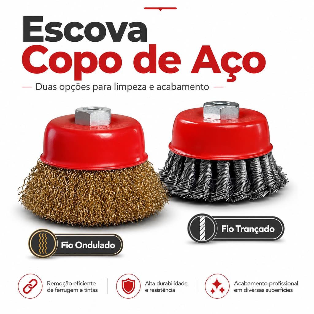 Escova De Aço Copo 75mm M14 Para Lixadeira Esmerilhadeira nova Preço acessível GRANFEI