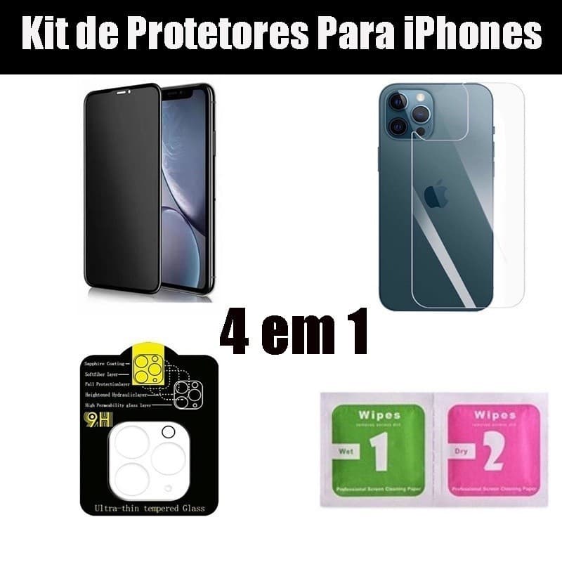 Kit (4PÇS) Películas Privacidade ANTI-Curioso iPhone 11, 15ProMax; Protetor Ceramica Frontal&Traseira, Câmera iPhone