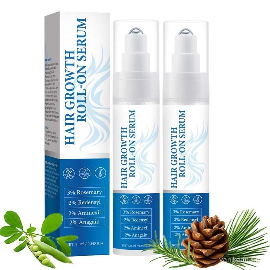Sérum para Crescimento Capilar Roarin, equipado com aplicador de esfera rolante, promove o crescimento capilar e reduz a