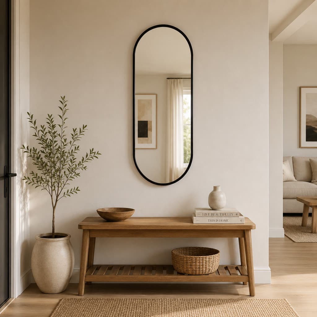 Espelho Oblongo 42x92cm Decorativo Preto ou Marrom