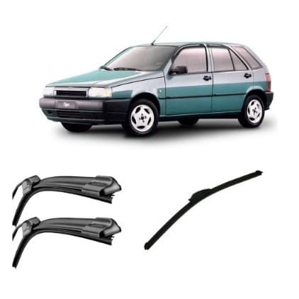 Kit 3 Palhetas Limpador De Parabrisa Dianteiro + Traseiro Para Fiat Tipo 1994 1995 1996 1997