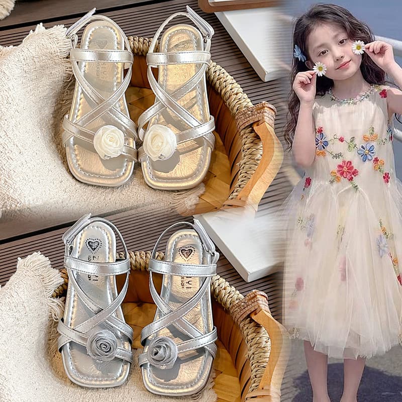 Meninas sandálias verão 2026 novo estilo crianças sapatos de praia romanos meninas dedo aberto princesa sandálias de sol