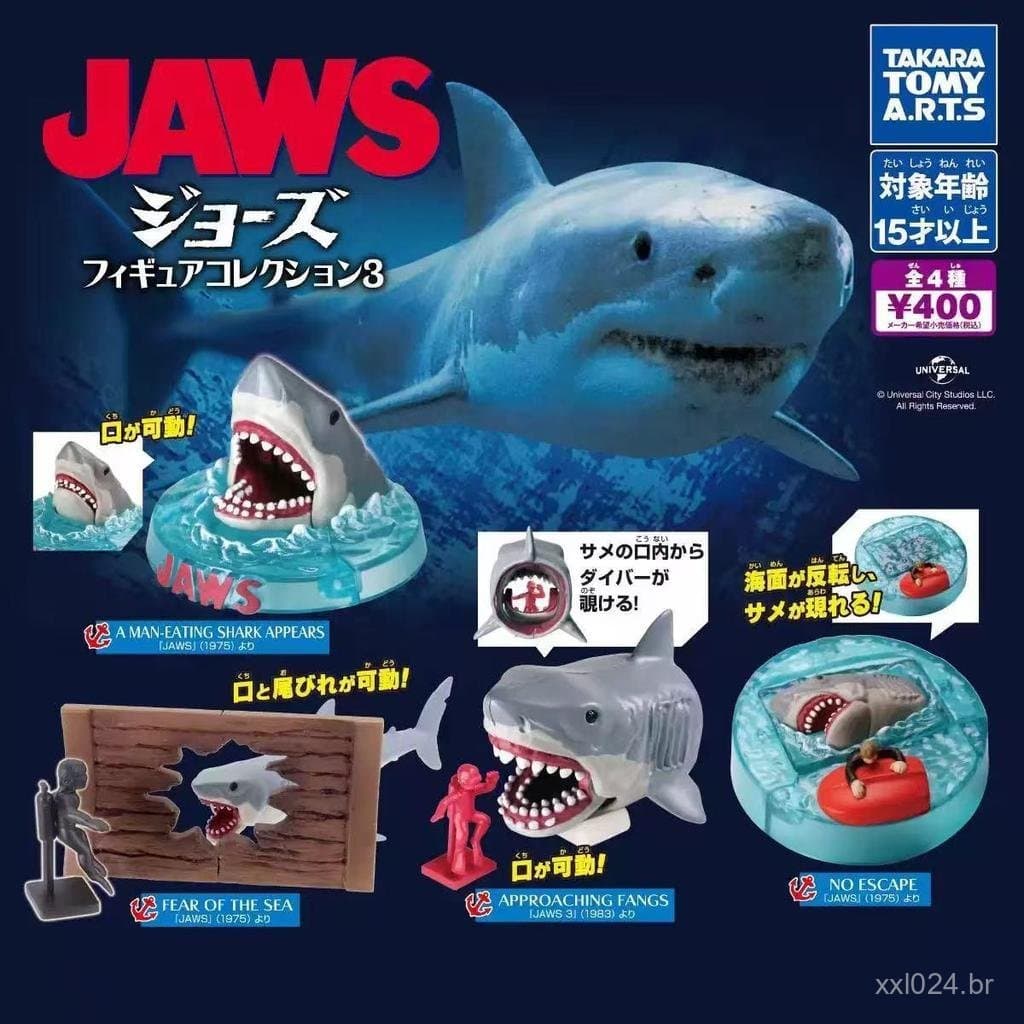 [Em Estoque] TOMY Figura de Cena Famosa do Tubarão Branco P3 Ornamento do Tubarão Branco Gashapon 1HS8