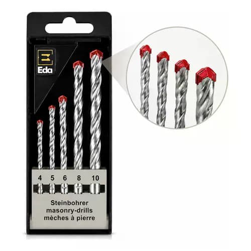Jogo Kit 5 Brocas Videa Concreto Parede Tijolo 4 5 6 8 10mm Brocas Para Alvenaria Kit Completo de Brocas