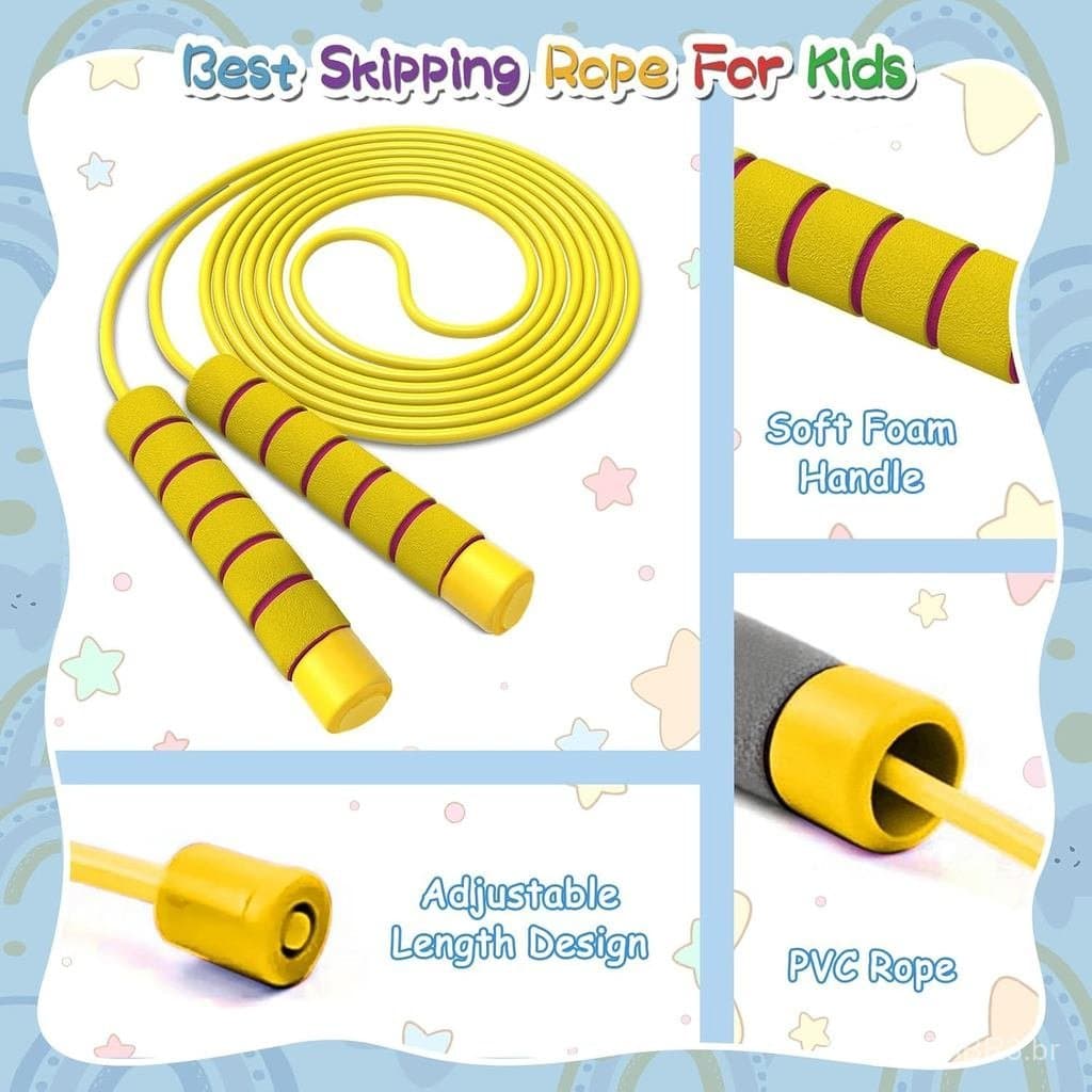 Corda de Pular para Crianças, Corda de Pular Infantil, Corda de Pular Ajustável e Macia, Corda de Pular para Crianças Pe