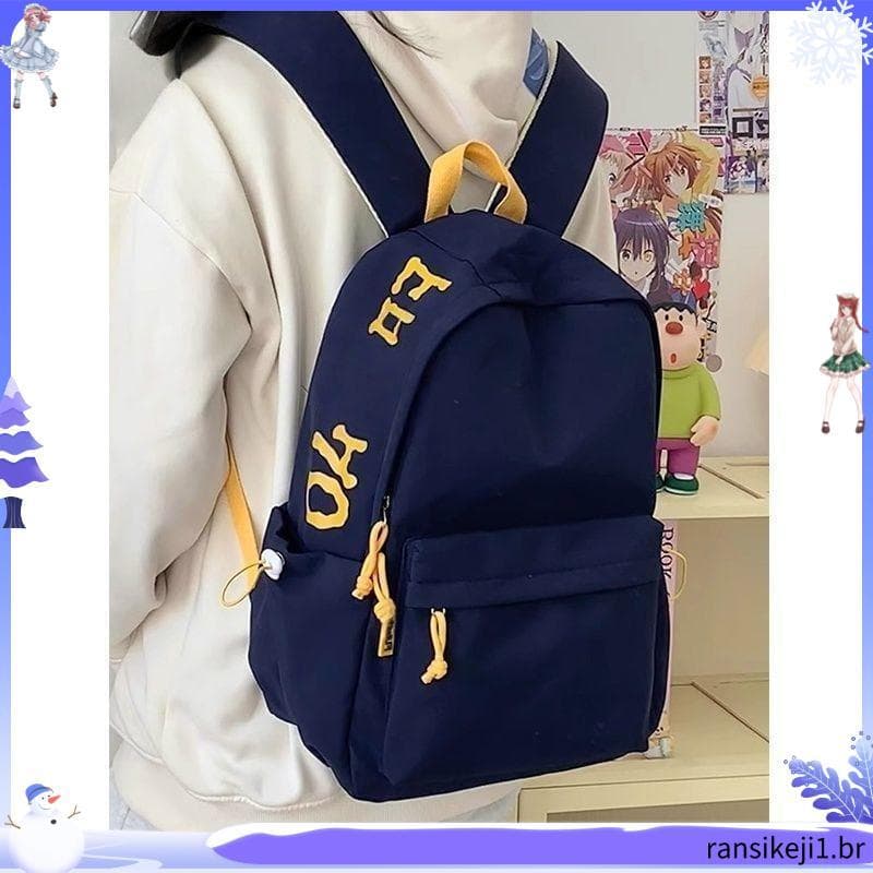 1788 coleção de pessoas mochila ins simples All-Match série Mori júnior meninas do ensino médio letras mochila de grande