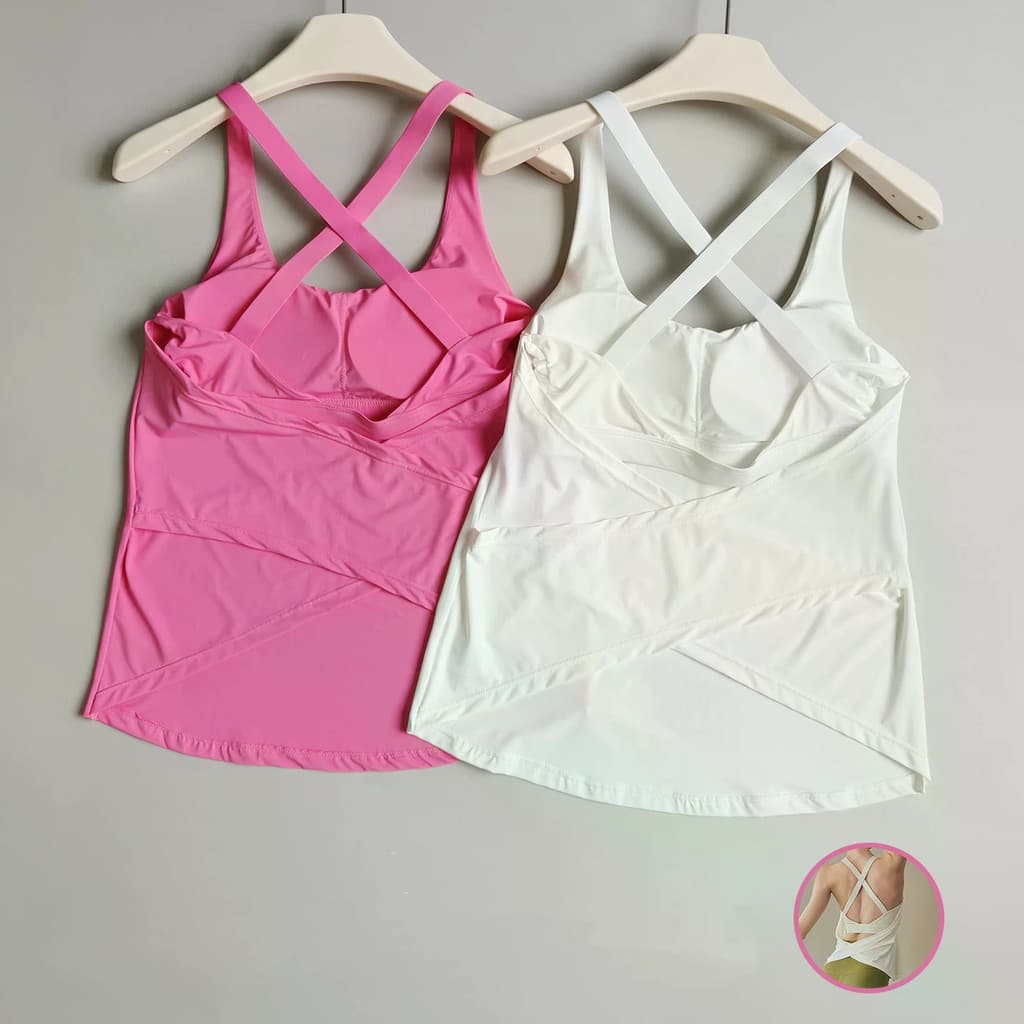 Colete De Fitness Falso De Duas Peças Para Mulheres Com Almofadas No Peito Tops Esportivos Running Training Gym Cross-bo