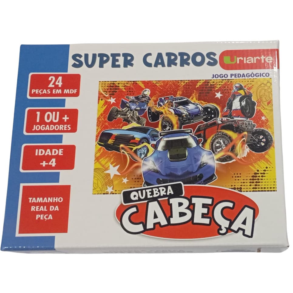 Quebra Cabeça 24 Peças Super Carros Uriarte Infantil Educativo Crianças
