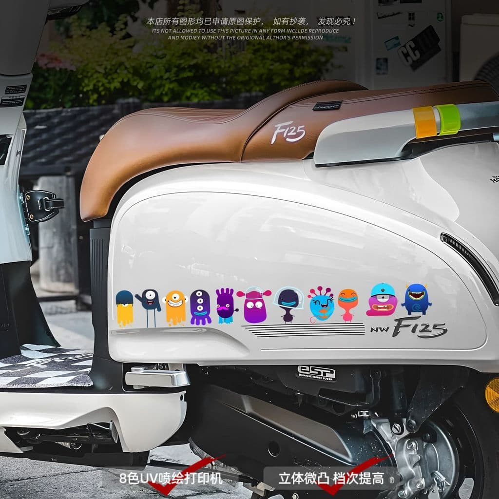 WZLQM711 Vírus Pequeno Monstro Carro Adesivo Motocicleta Elétrica Dopamina Adesivo Decorativo À Prova D 'Água Bloqueio d