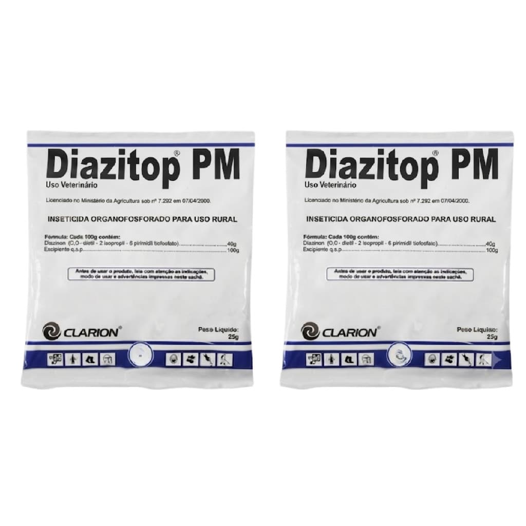 Diazitop Pm 25g Controle Moscas Vetoquino Kit 2 Un