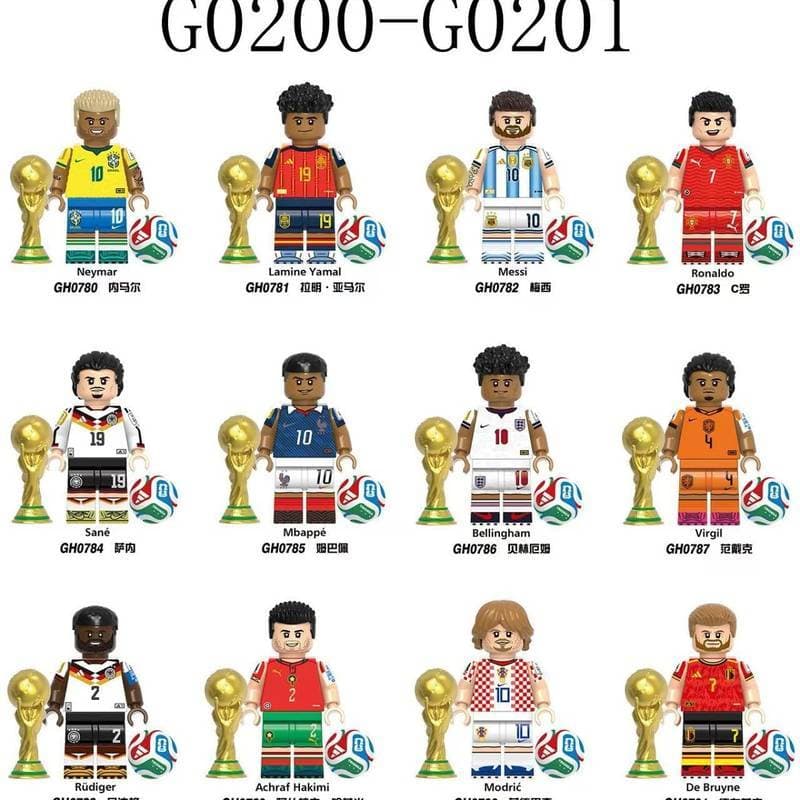 Novo produto primeiro lançamento Harland minifigura futebol estrela série Mumba Pei Macy bloco de construção conjunto de