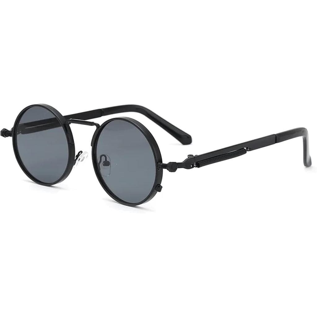 Óculos de Sol Masculinos e Femininos Estilo Punk, Armação Redonda de Metal, Lentes UV400