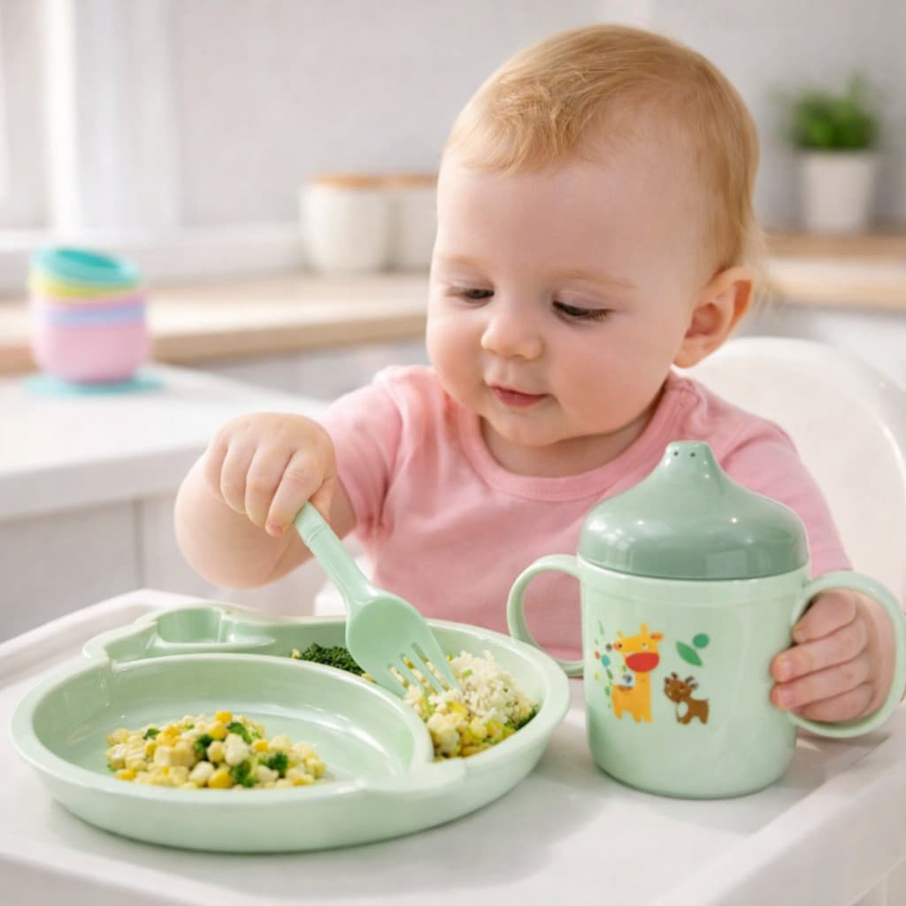 Conjunto Refeição Infantil Completo 4 Peças – Ideal para Primeiras Papinhas e Aprendizado Envio Aleatorio