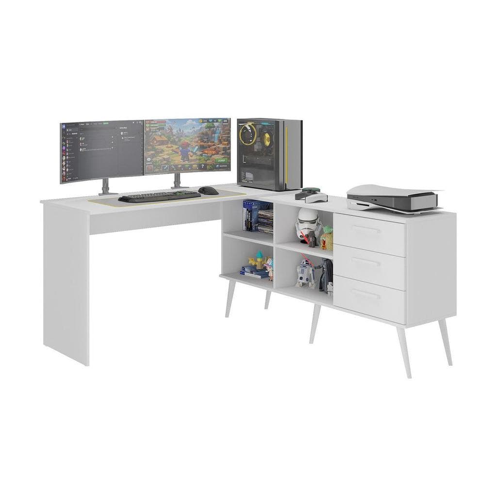 Mesa Gamer em L para Computador com 3 Gavetas Nexus Multimóveis MP6048