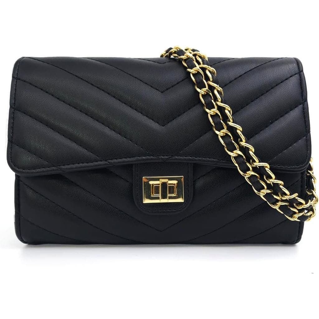 Bolsa clutch feminina compacta preta com design acolchoado, bolsa transversal feminina acolchoada e elegante - bolsa de