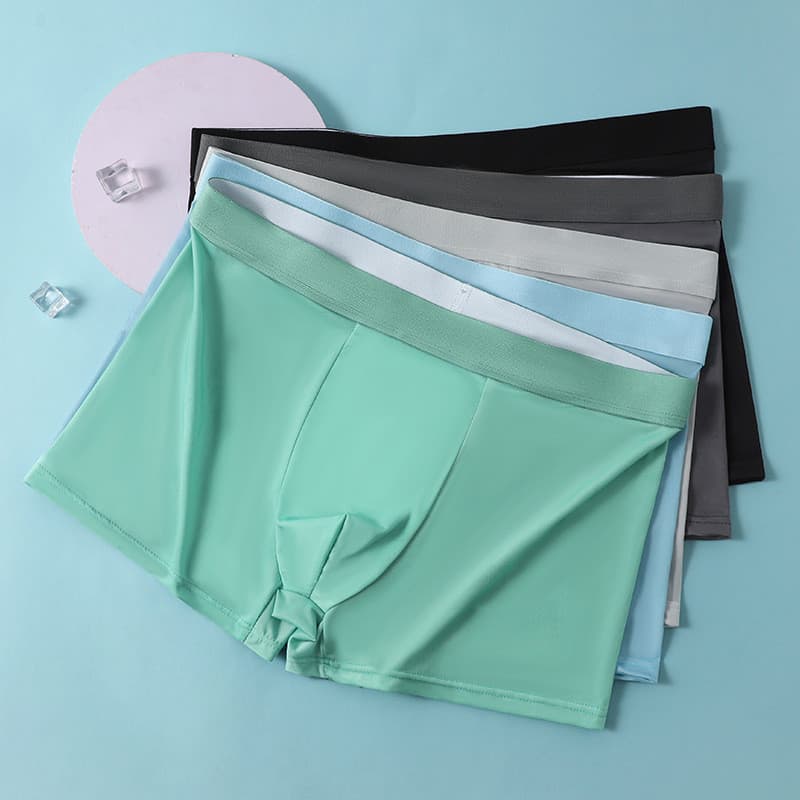 Cuecas masculinas de seda gelada, cuecas boxer esportivas masculinas, cuecas de verão de tamanho grande, respiráveis e d