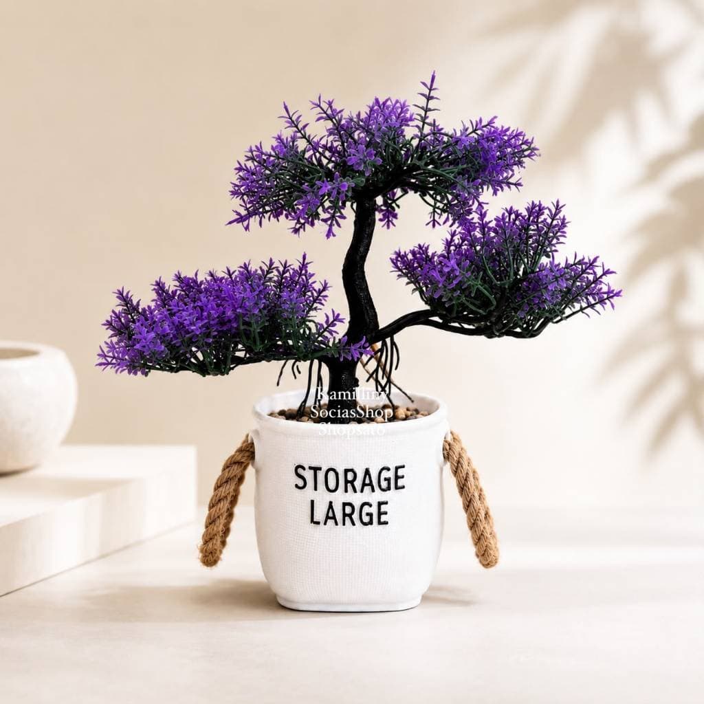 Arranjo Artificial Premium Árvore Bonsai Com Vaso Storage De Pedrinhas