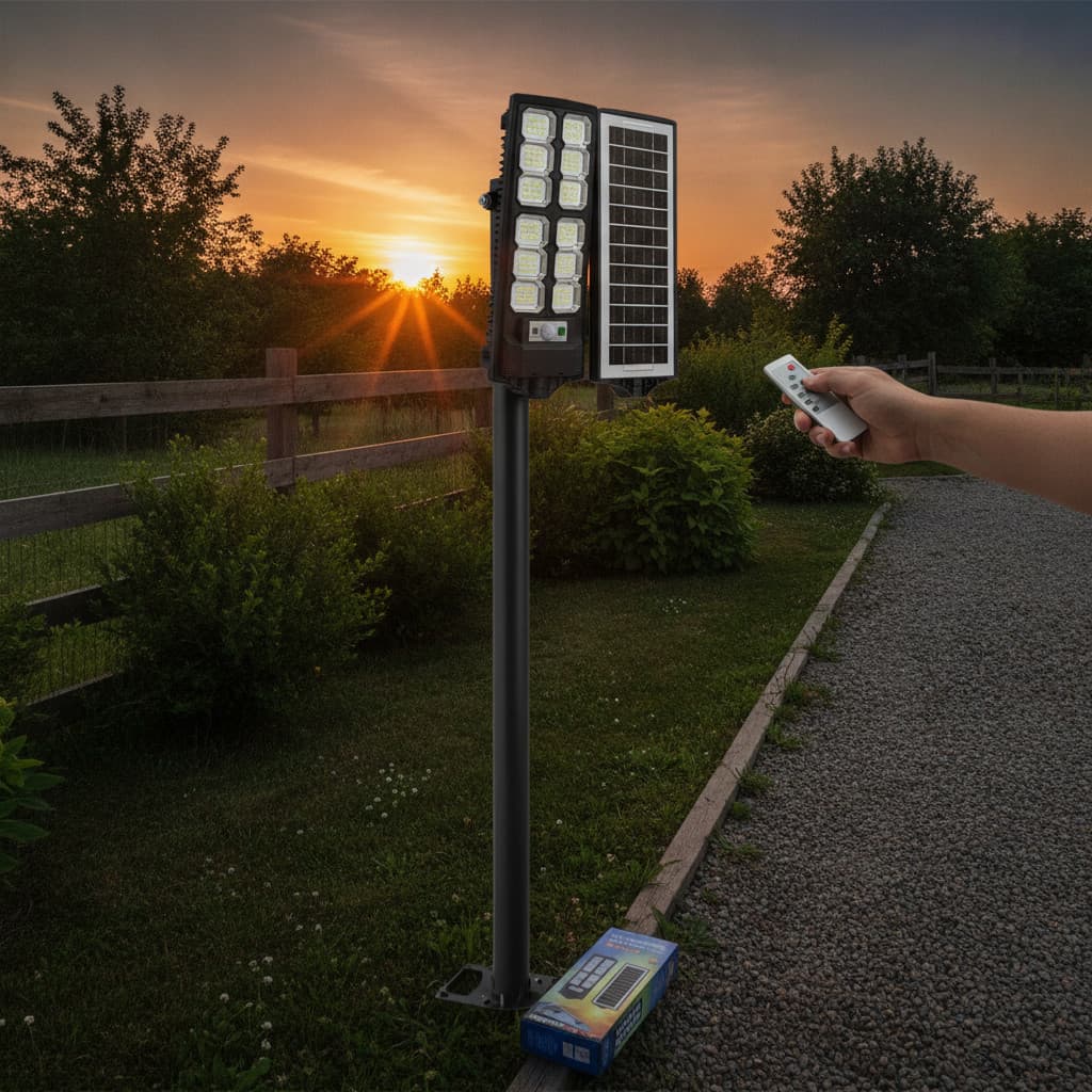 Luminária Solar LED Externa Potente | Foguete 12 Divisões C/ Sensor Presença | Segurança Autôno