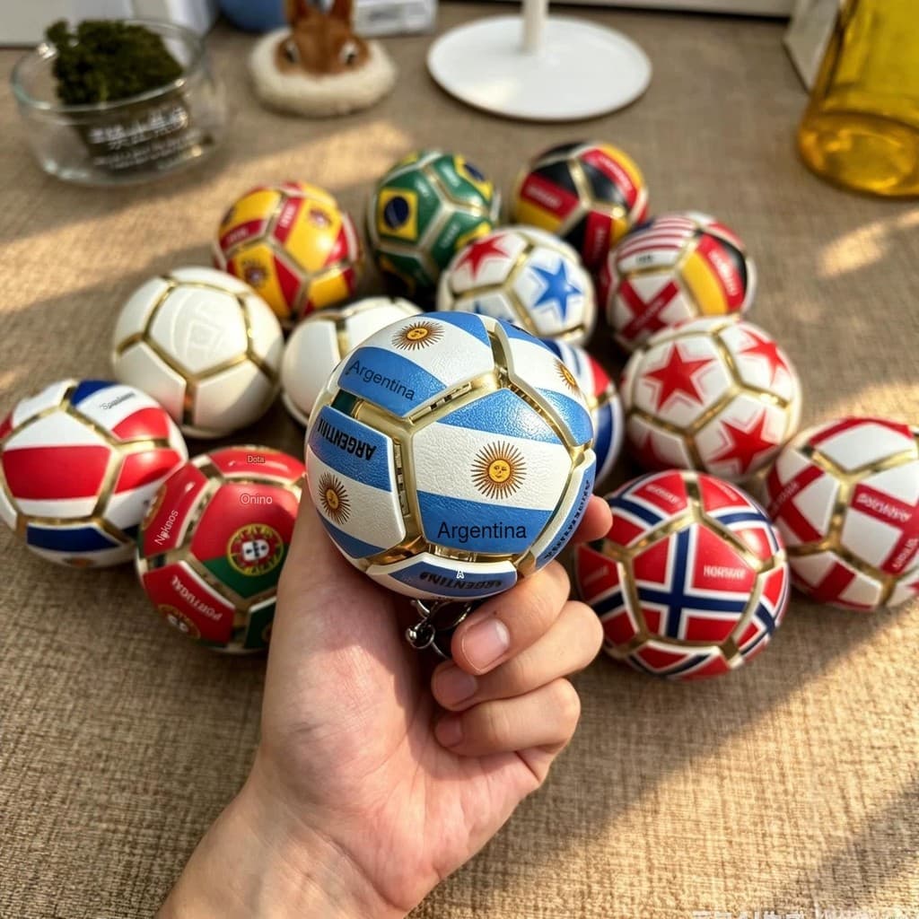 [Alívio de Estresse] Chaveiro pequeno com a bandeira da Copa do Mundo, botão antiestresse para apertar/Bola de Futebol/B