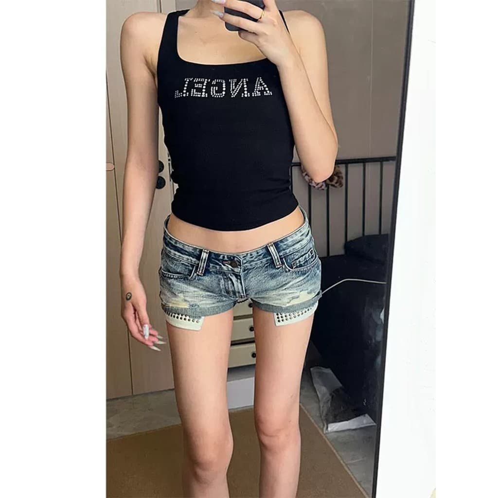 Hot Girl Rebites Lavados Enrolados Super Shorts Jeans