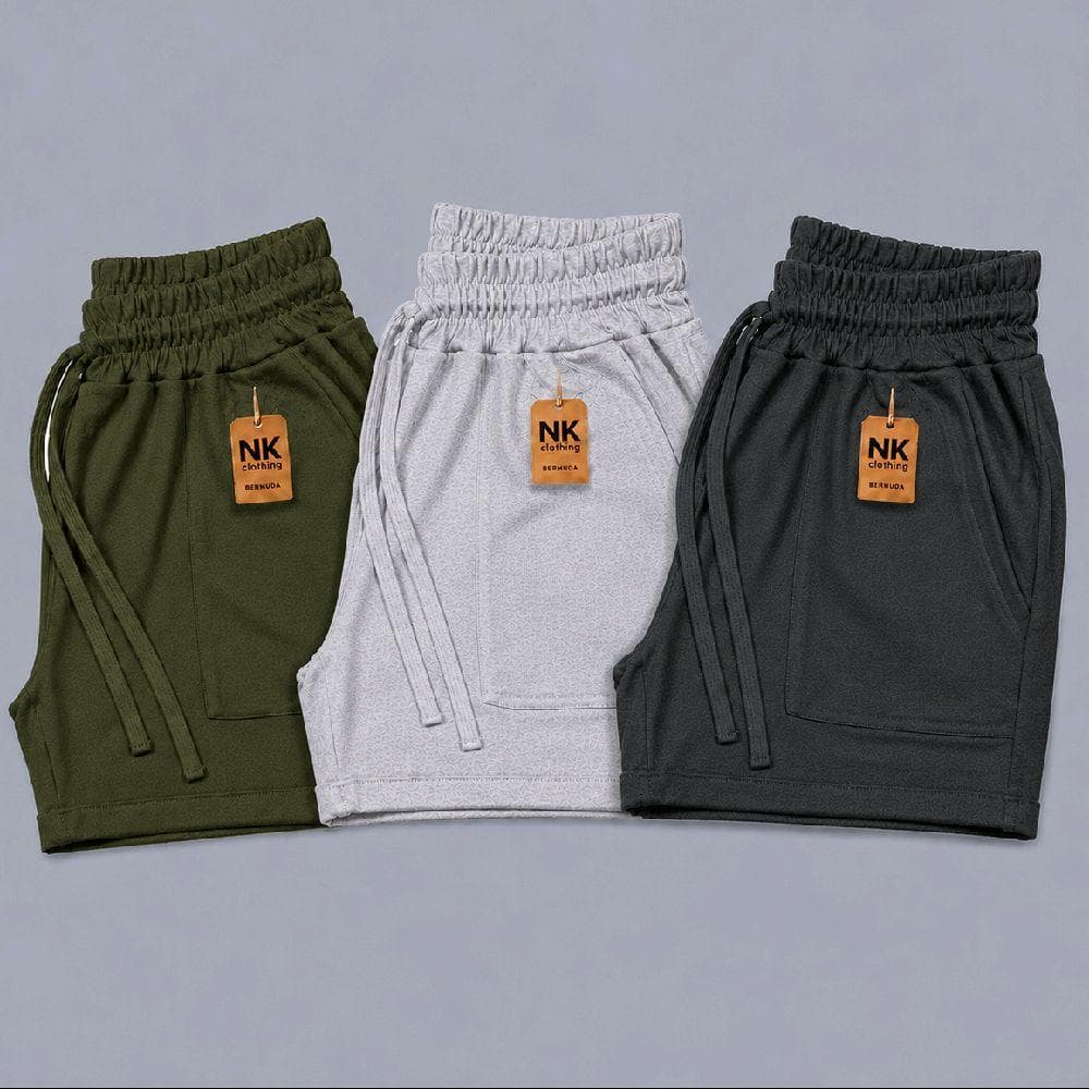 Kit 3 Bermudas Femininas Moletom Cintura Alta Elástico Grosso Short C/ Bolso