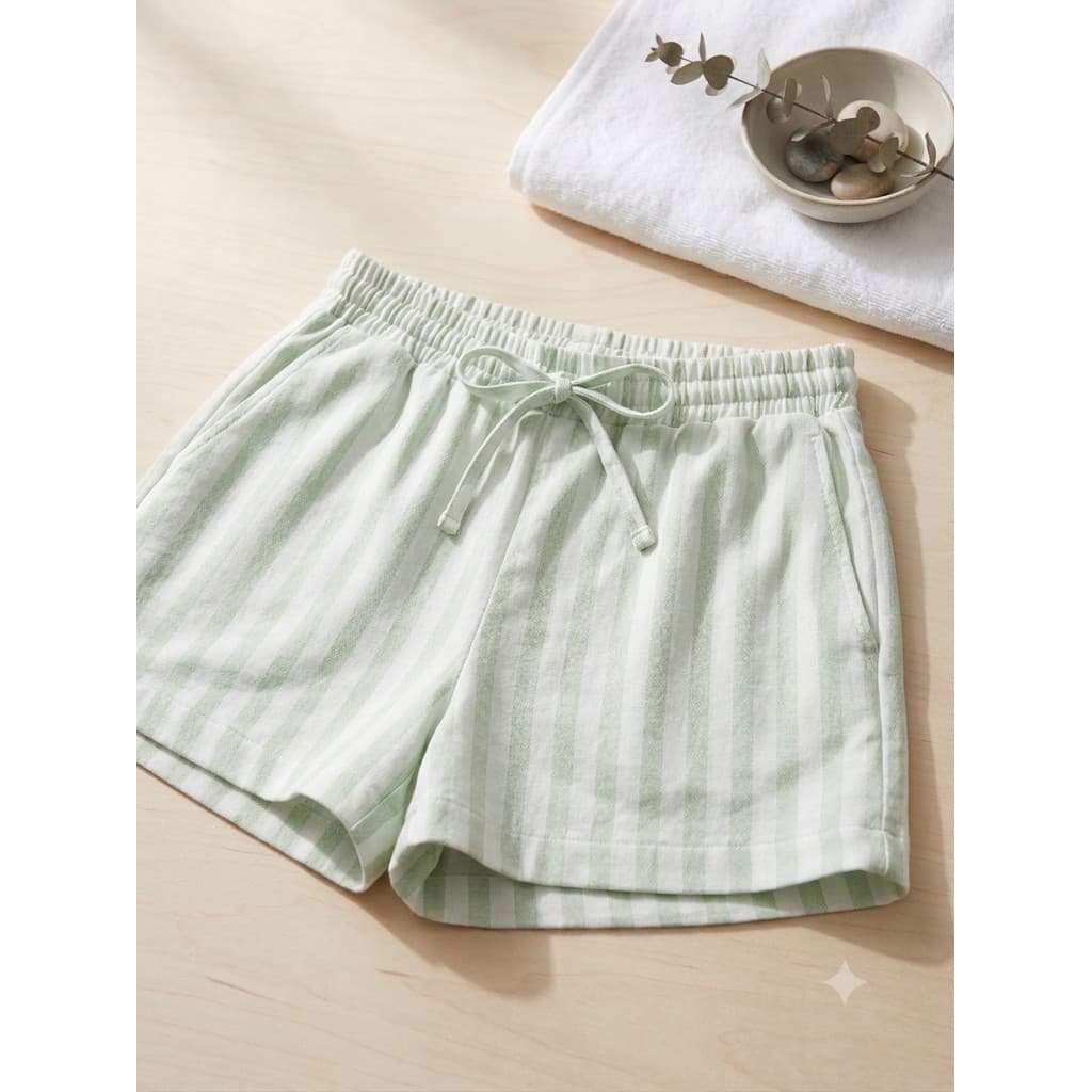 Short tecido linho listrado Tamanho P, M, G e GG Moda Verão Shortinho