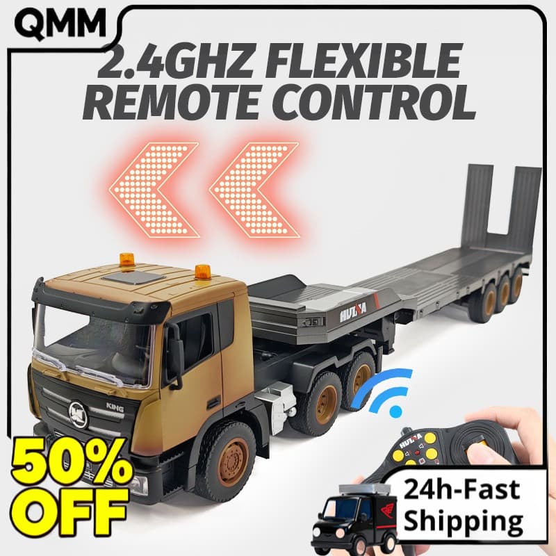 Delin 1318 Flatbed Trailer Simulação Engenharia RC Veículo Nove Canais Controle Remoto Modelo De Carro De Brinquedo Para