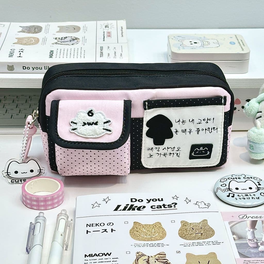 Estojo de bolso Magic Cat Estojo resistente à sujeira Estojo de lápis estilo ins de alto valor Estojo de lápis de grande