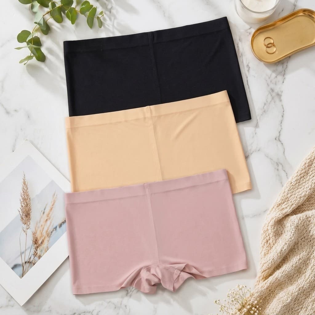 Kit 3 Calcinhas Boxer Shortinho Sem Costura Não Marca Microfibra Corte Laser Usar Por Baixo VestidO