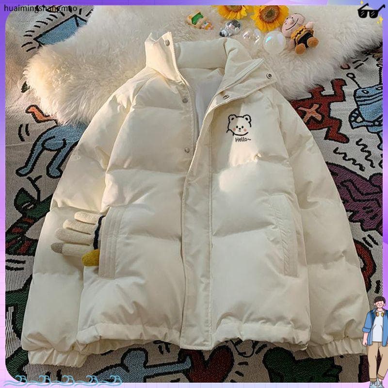 Inverno para baixo acolchoado jaqueta feminina inverno masculino feminino estudante jaqueta de pão de comprimento médio