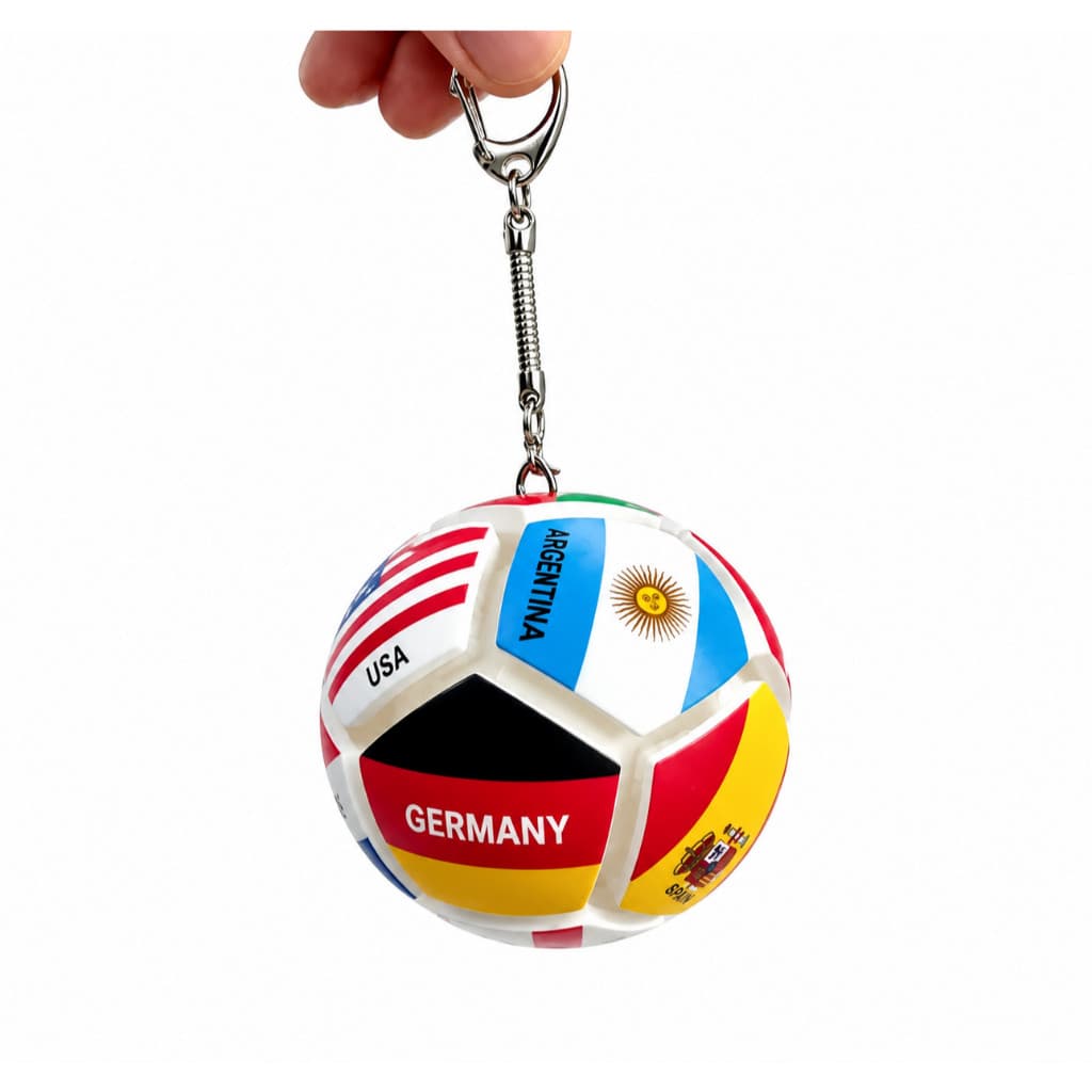 Chaveiro de futebol 3D Botão de descompressão Bola de descompressão Bandeira nacional Mini chaveiro de futebol