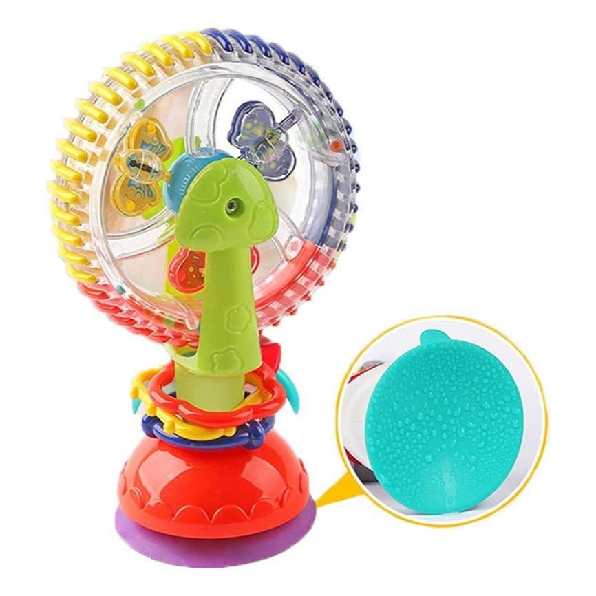 Chocalho Roda Gigante Giratória com Ventosa Brinquedo Sensorial Educativo Estímulo Motor