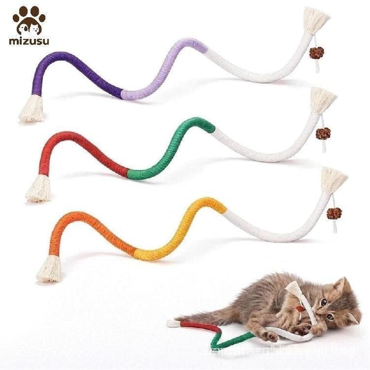Brinquedos para Gatos: Cordas para Mastigar (3 Peças) com um Pacote de Catnip para Brincadeiras Prolongadas, Brinquedo S