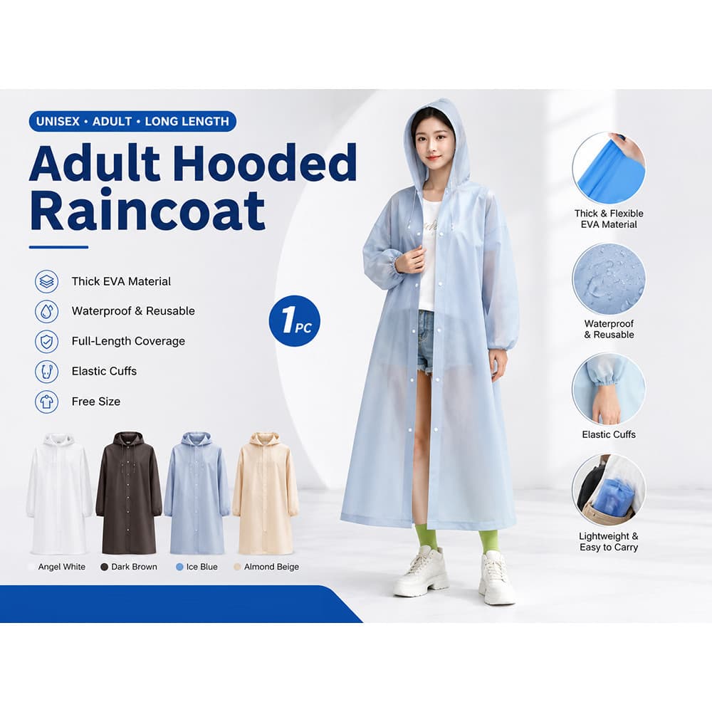 Capa de chuva longa adulta impermeável grossa EVA com capuz reutilizável equipamento de chuva unissex