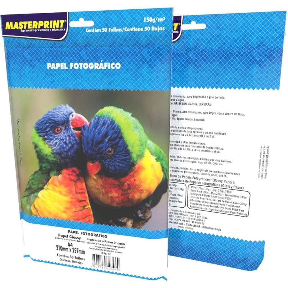 Papel Fotografico INKJET A4 GLOSSY 150G (7898119190278)