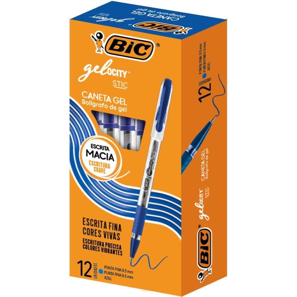 Caneta GEL BIC Gelocity Azul CX.C/12