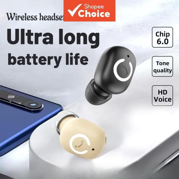 Fones de ouvido Bluetooth, fones ultra leves, design intra-auricular mini, fone de ouvido único com indicador de LED e