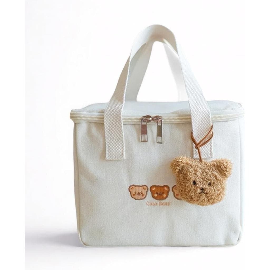 Bolsa Térmica Pequena para Almoço Feminina Personalizada |   Bolsa de Almoço Kawaii Bear Cherry, adequada para trabalho,