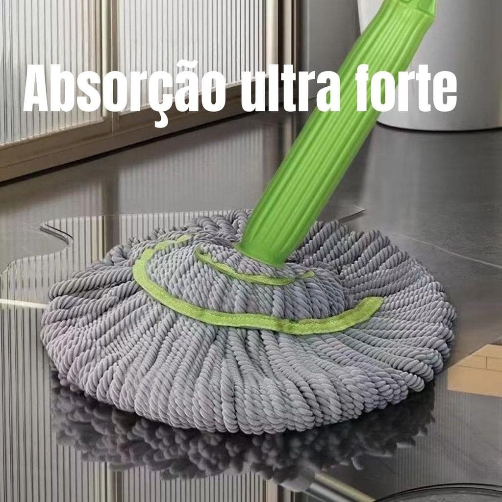 Mop Auto-Espremer Super Absorvente Sem Lavar as Mãos Uso Seco/Úmido Haste Aço Inoxidável para Limpeza Doméstica de Pisos
