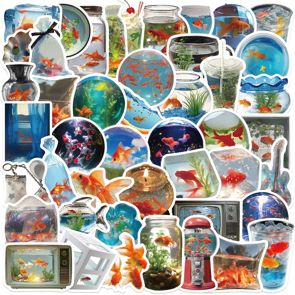 50 Pçs Dos Desenhos Animados Aquário Peixinho Adesivos Mini DIY À Prova Dwaterproof Água Presentes