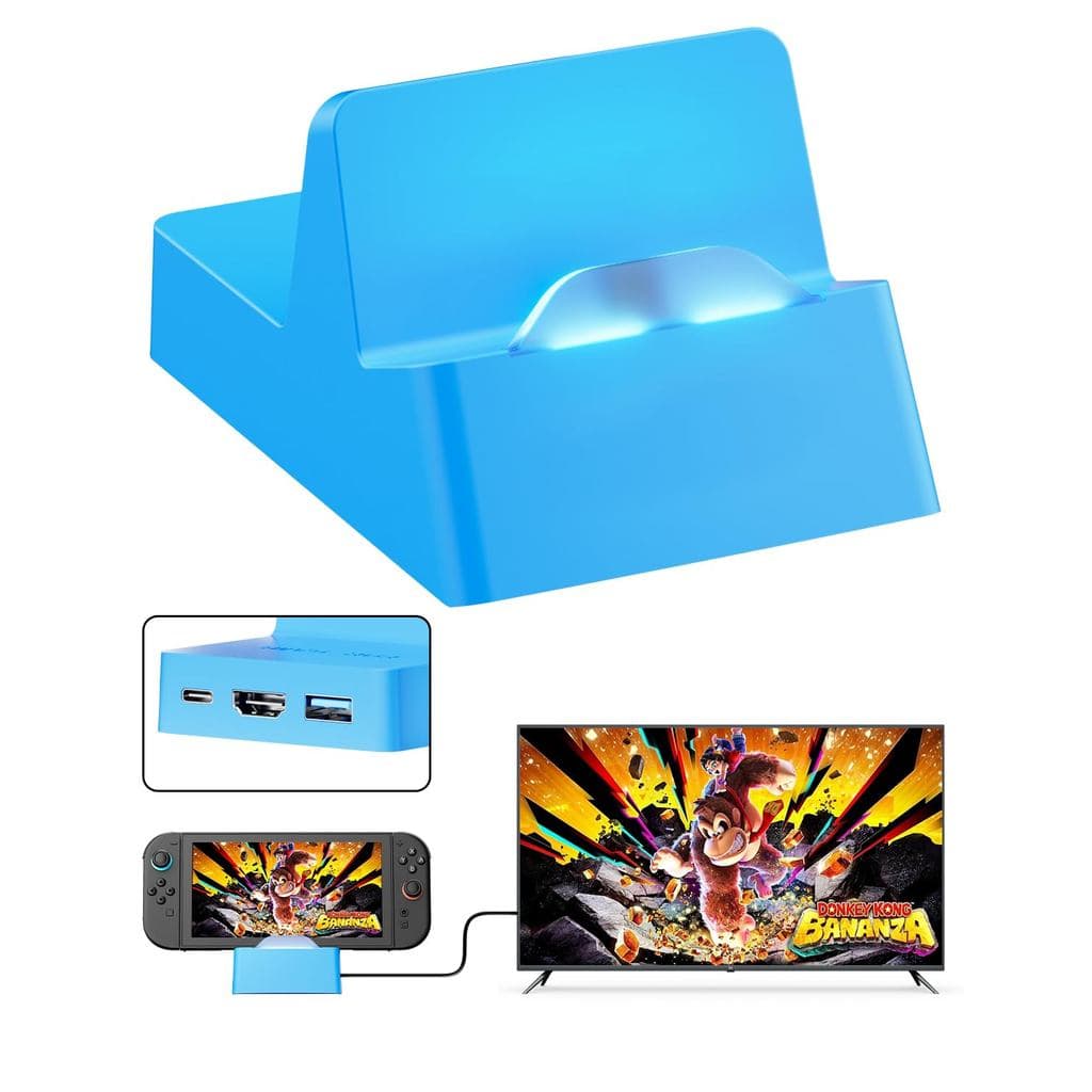 Estação de Carregamento Azul para Nintendo Switch 2 e 1, com HDMI 4K@60HZ/USB 3.0/Porta de Carregamento PD de 100W [Carr