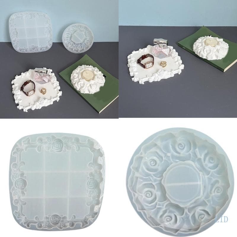 LIDU1 Molde Silicone Borda Floral Para Criações Exibição Gesso Resina
