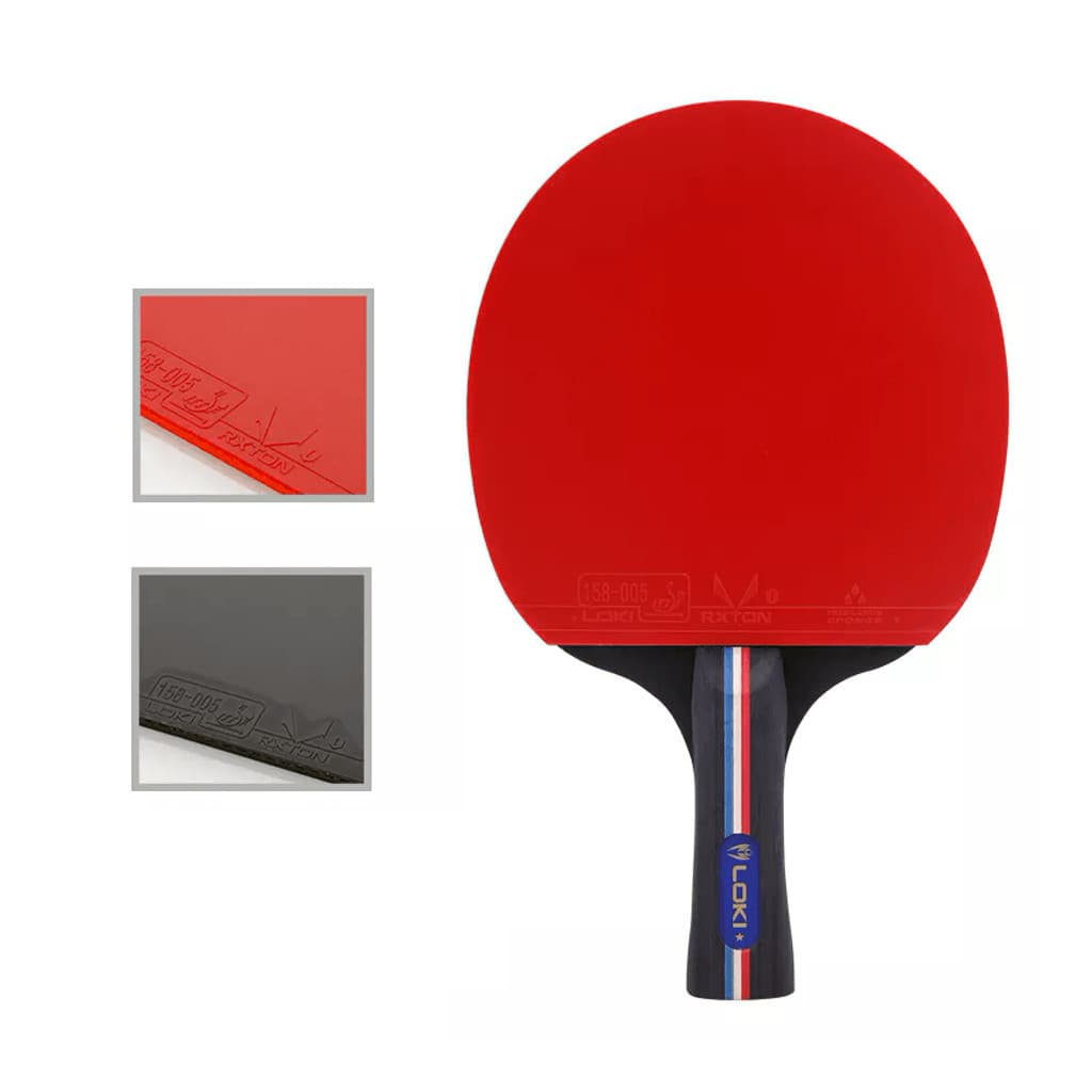 Raquete Tênis de Mesa Vermelha/Preto com Estojo Raqueteira Borracha Aprovada ITTF Loki X1 Ping Pong