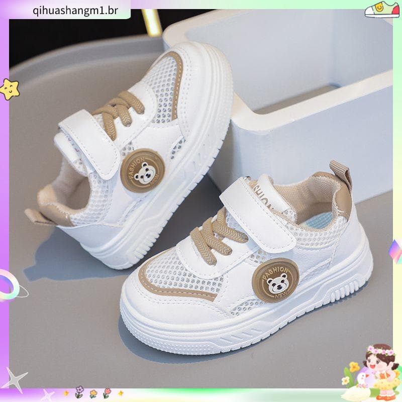Moda estilo fino primavera verão bebê meninos meninas sapatos esportivos tênis casuais malha oca respirável único sapato