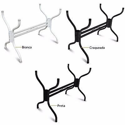 Base de Mesa Jantar 6 Lugares Ferro Aço Retangular Ideal Para Tampos de Vidro Madeira e Marmore