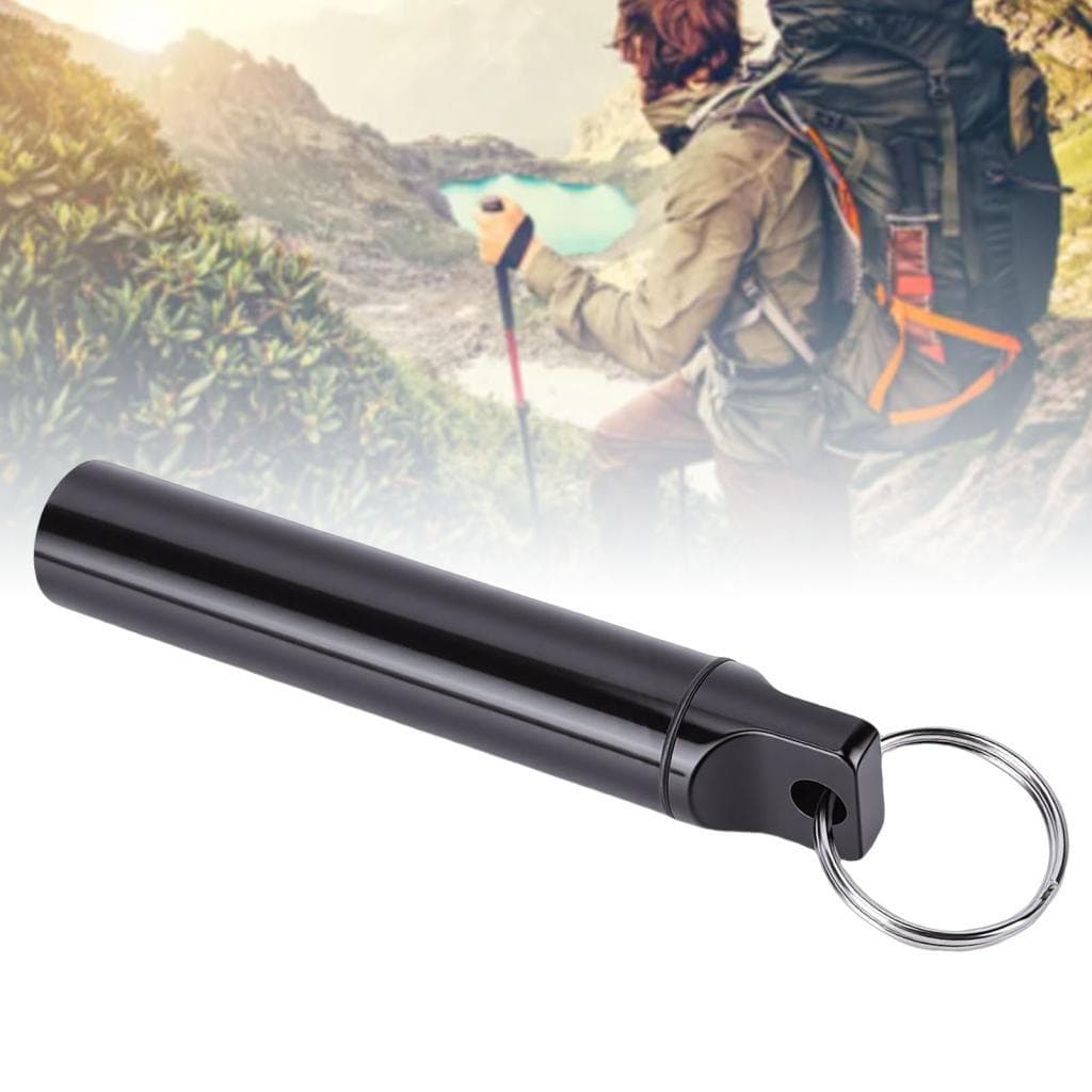 Tubo de armazenamento de metal à prova d\'água, recipiente hermético de liga de alumínio com cabo de apito para