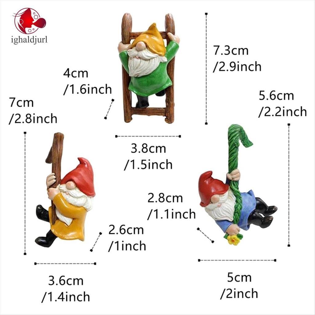 Acessórios De Jardim De Fadas Mini Gnomos Kit Estátua De Anões Para , Decoração De Casa 3 Peças