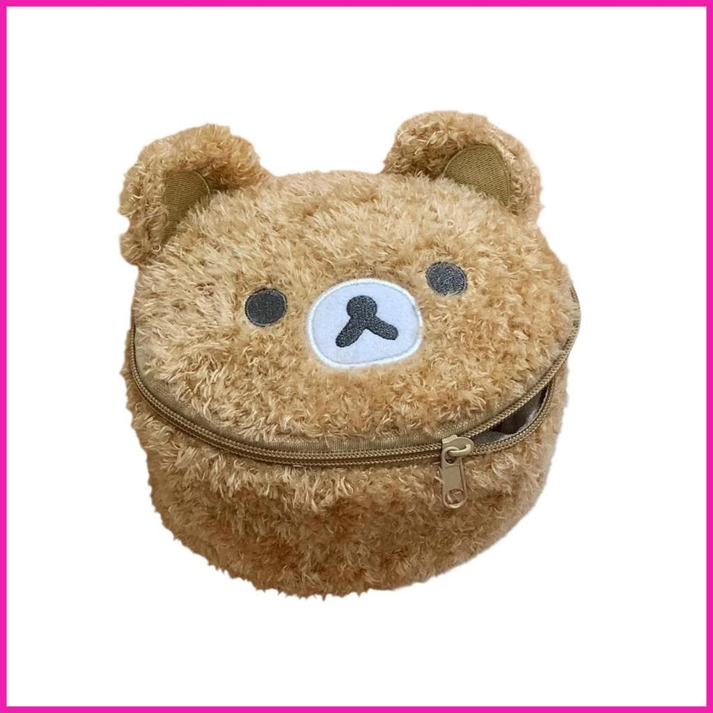 Kawaii Saco De Maquiagem Engraçado Grande Capacidade Portátil Urso De Pelúcia Bolsa Macia Cosmético Caso Jóias Para Brin