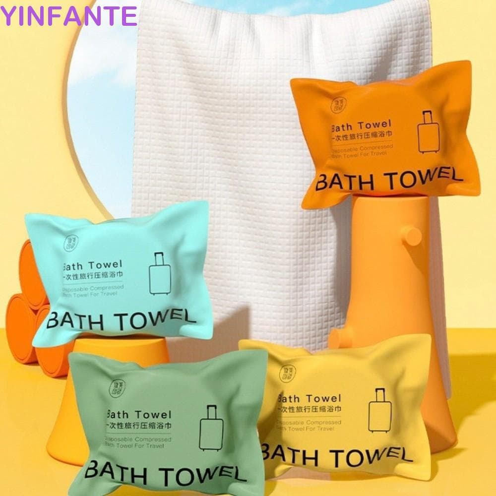 YINFANTEWN 5 Peças De Toalha De Banho Descartável , Comprimida Grande E Fofa Viagem Leve De 70x125cm